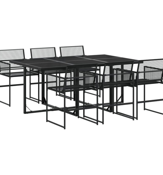 7-tlg. Garten-Essgruppe Schwarz Poly Rattan