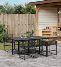 7-tlg. Garten-Essgruppe Schwarz Poly Rattan