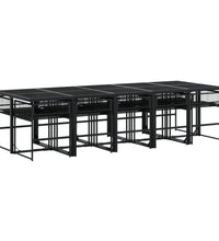 11-tlg. Garten-Essgruppe Schwarz Poly Rattan