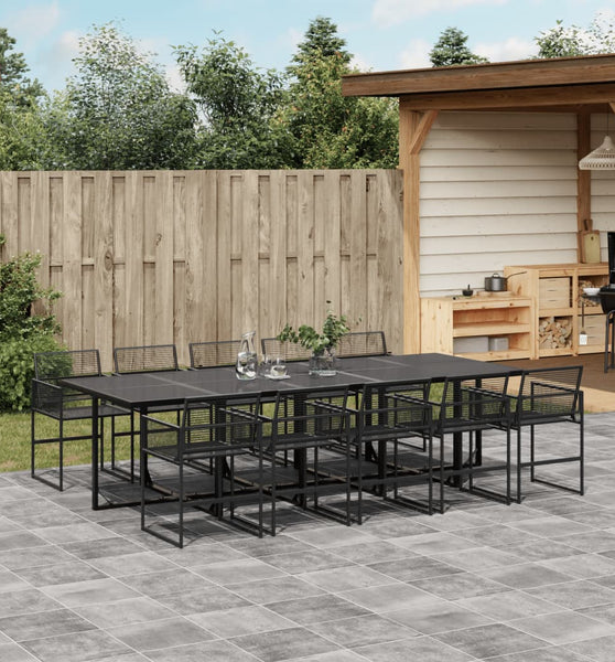 11-tlg. Garten-Essgruppe Schwarz Poly Rattan