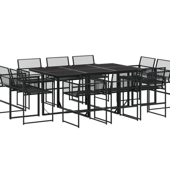 11-tlg. Garten-Essgruppe Schwarz Poly Rattan