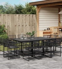 11-tlg. Garten-Essgruppe Schwarz Poly Rattan