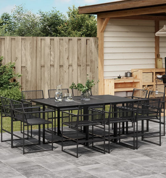 11-tlg. Garten-Essgruppe Schwarz Poly Rattan