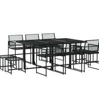11-tlg. Garten-Essgruppe Schwarz Poly Rattan