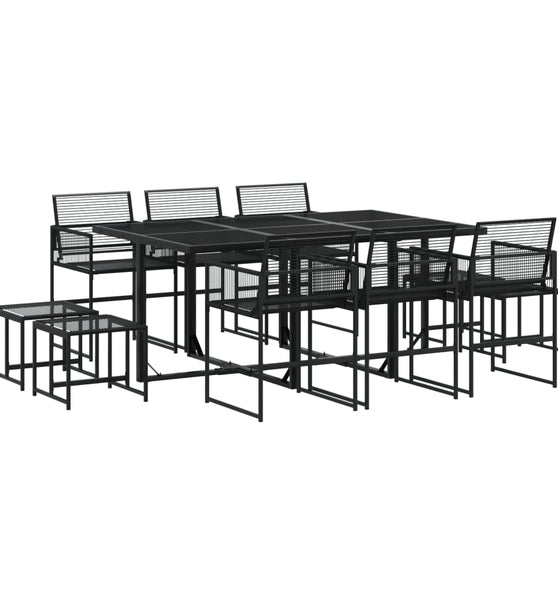 11-tlg. Garten-Essgruppe Schwarz Poly Rattan