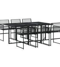7-tlg. Garten-Essgruppe Schwarz Poly Rattan