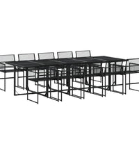 11-tlg. Garten-Essgruppe Schwarz Poly Rattan