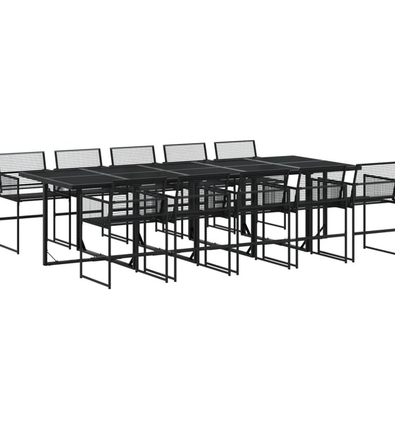 11-tlg. Garten-Essgruppe Schwarz Poly Rattan