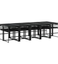 11-tlg. Garten-Essgruppe Schwarz Poly Rattan