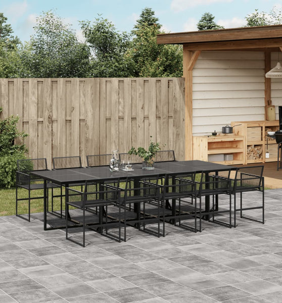 11-tlg. Garten-Essgruppe Schwarz Poly Rattan