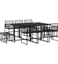 11-tlg. Garten-Essgruppe Schwarz Poly Rattan