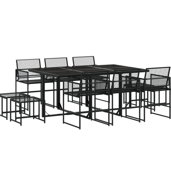 11-tlg. Garten-Essgruppe Schwarz Poly Rattan