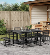 11-tlg. Garten-Essgruppe Schwarz Poly Rattan