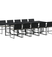 11-tlg. Garten-Essgruppe mit Kissen Schwarz Poly Rattan