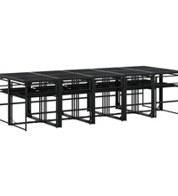 11-tlg. Garten-Essgruppe mit Kissen Schwarz Poly Rattan