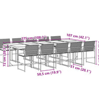 11-tlg. Garten-Essgruppe mit Kissen Schwarz Poly Rattan