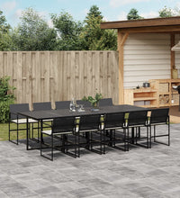 11-tlg. Garten-Essgruppe mit Kissen Schwarz Poly Rattan