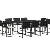 11-tlg. Garten-Essgruppe mit Kissen Schwarz Poly Rattan