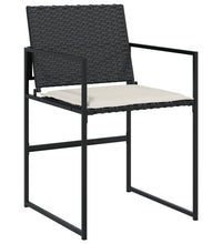 11-tlg. Garten-Essgruppe mit Kissen Schwarz Poly Rattan