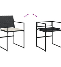 11-tlg. Garten-Essgruppe mit Kissen Schwarz Poly Rattan