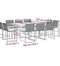 11-tlg. Garten-Essgruppe mit Kissen Schwarz Poly Rattan