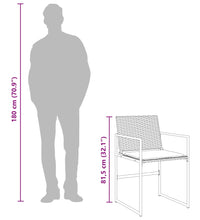 11-tlg. Garten-Essgruppe mit Kissen Schwarz Poly Rattan