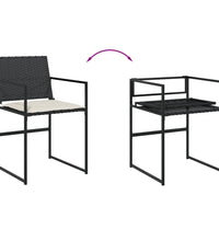 11-tlg. Garten-Essgruppe mit Kissen Schwarz Poly Rattan