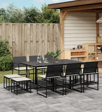 11-tlg. Garten-Essgruppe mit Kissen Schwarz Poly Rattan