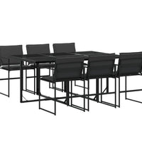 7-tlg. Garten-Essgruppe mit Kissen Schwarz Textilene