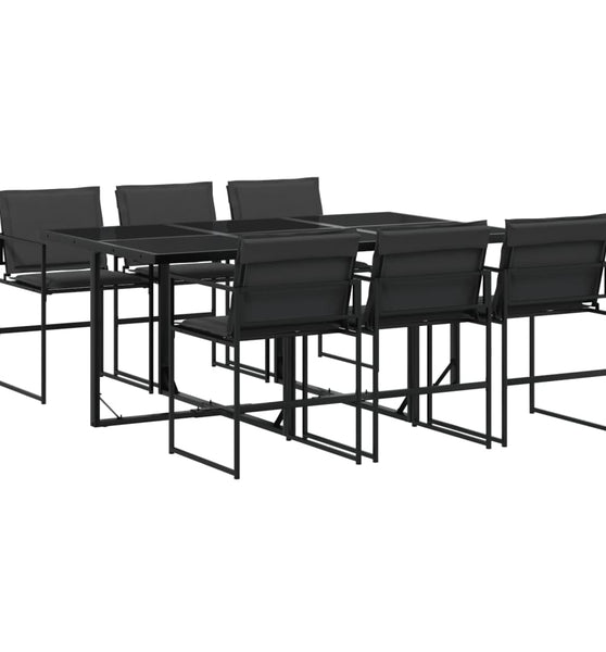 7-tlg. Garten-Essgruppe mit Kissen Schwarz Textilene