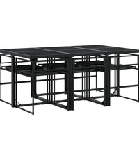 7-tlg. Garten-Essgruppe mit Kissen Schwarz Textilene