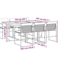 7-tlg. Garten-Essgruppe mit Kissen Schwarz Textilene