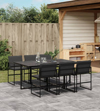 7-tlg. Garten-Essgruppe mit Kissen Schwarz Textilene