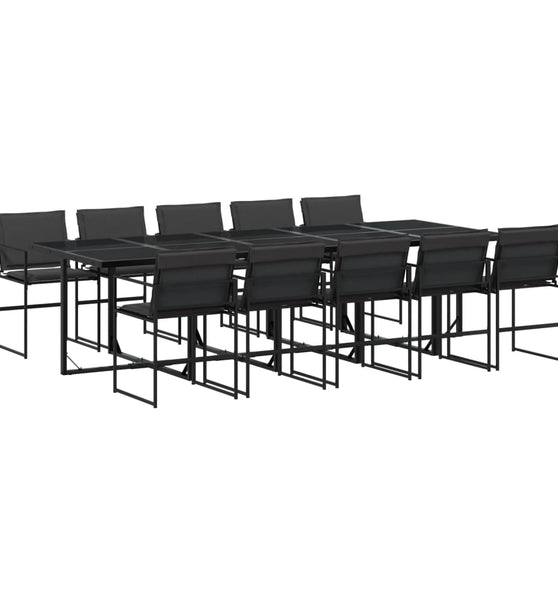 11-tlg. Garten-Essgruppe mit Kissen Schwarz Textilene