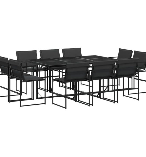 11-tlg. Garten-Essgruppe mit Kissen Schwarz Textilene