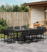 11-tlg. Garten-Essgruppe mit Kissen Schwarz Textilene