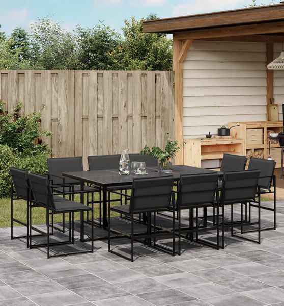 11-tlg. Garten-Essgruppe mit Kissen Schwarz Textilene