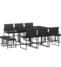 11-tlg. Garten-Essgruppe mit Kissen Schwarz Textilene