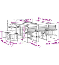 11-tlg. Garten-Essgruppe mit Kissen Schwarz Textilene