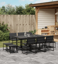 11-tlg. Garten-Essgruppe mit Kissen Schwarz Textilene