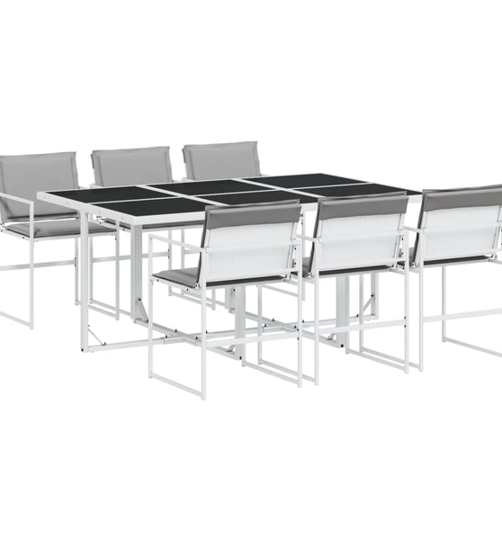 7-tlg. Garten-Essgruppe mit Kissen Weiß Textilene