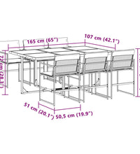 7-tlg. Garten-Essgruppe mit Kissen Weiß Textilene