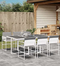 7-tlg. Garten-Essgruppe mit Kissen Weiß Textilene