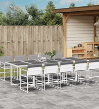 11-tlg. Garten-Essgruppe mit Kissen Weiß Textilene