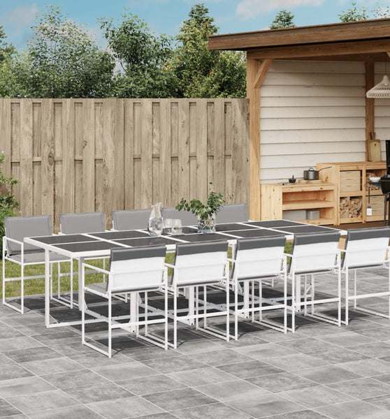 11-tlg. Garten-Essgruppe mit Kissen Weiß Textilene