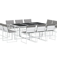 11-tlg. Garten-Essgruppe mit Kissen Weiß Textilene