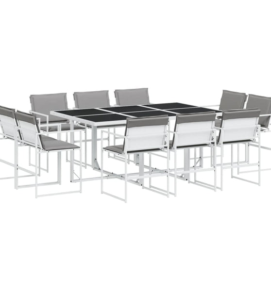 11-tlg. Garten-Essgruppe mit Kissen Weiß Textilene