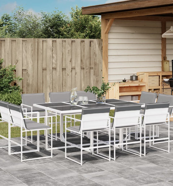 11-tlg. Garten-Essgruppe mit Kissen Weiß Textilene