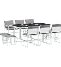 11-tlg. Garten-Essgruppe mit Kissen Weiß Textilene