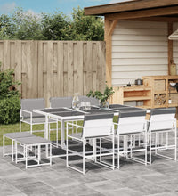11-tlg. Garten-Essgruppe mit Kissen Weiß Textilene